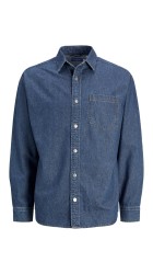 Ανδρικό Πουκάμισο Τζιν Relaxed Jack & Jones 12217980 Mπλε