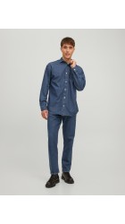 Ανδρικό Πουκάμισο Τζιν Relaxed Jack & Jones 12217980 Mπλε
