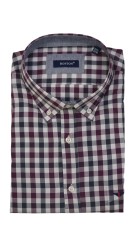 Aνδρικό Πουκάμισo με Κανονική Γραμμή BOSTON 307-1 Μακρυμάνικο Καρό Μπορντό