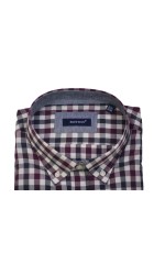 Aνδρικό Πουκάμισo με Κανονική Γραμμή BOSTON 307-1 Μακρυμάνικο Καρό Μπορντό