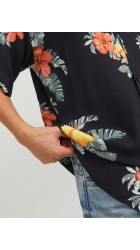 Ανδρικό Πουκάμισο Resort Floral Jack & Jones 12227625 Μαύρο
