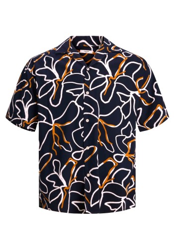 Ανδρικό Πουκάμισο Jack & Jones Jprbladrew Print Resort Shirt S/S LN 12279789 Night Sky