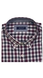 Aνδρικό Πουκάμισo με Κανονική Γραμμή BOSTON 307-1 Μακρυμάνικο Καρό Μπορντό