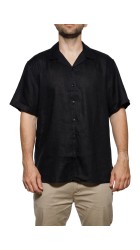 Ανδρικό Πουκάμισο Λινό Boston 119-9 Μαύρο Ανδρικό Πουκάμισο Λινό Boston 119-9 Μαύρο