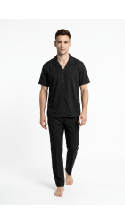 Ανδρικο Πουκάμισο Λινό Boston 119-99 Μαύρο