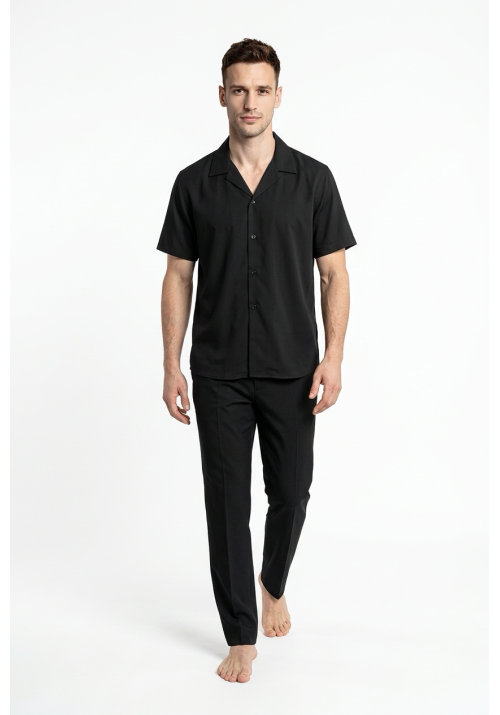 Ανδρικο Πουκάμισο Λινό Boston 119-99 Μαύρο