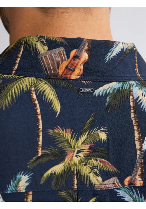 Ανδρικό Πουκάμισο Petrol Industries Print Resort Shirt S/S M1050-441-5178 Μπλέ