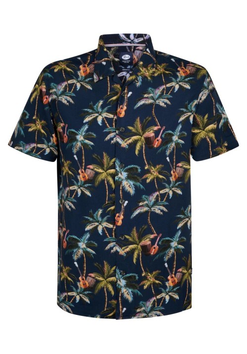 Ανδρικό Πουκάμισο Petrol Industries Print Resort Shirt S/S M1050-441-5178 Μπλέ