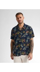 Ανδρικό Πουκάμισο Petrol Industries Print Resort Shirt S/S M1050-441-5178 Μπλέ