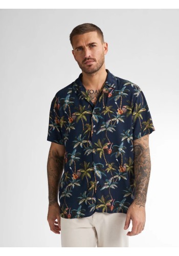 Ανδρικό Πουκάμισο Petrol Industries Print Resort Shirt S/S M1050-441-5178 Μπλέ