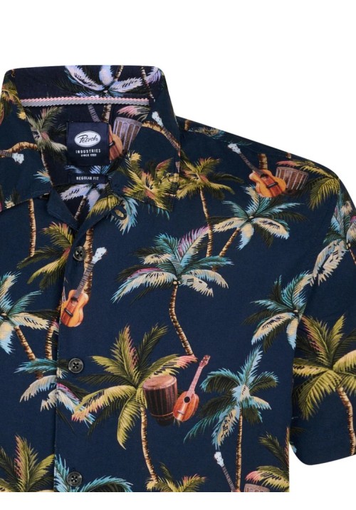 Ανδρικό Πουκάμισο Petrol Industries Print Resort Shirt S/S M1050-441-5178 Μπλέ