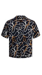 Ανδρικό Πουκάμισο Jack & Jones Jprbladrew Print Resort Shirt S/S LN 12279789 Night Sky