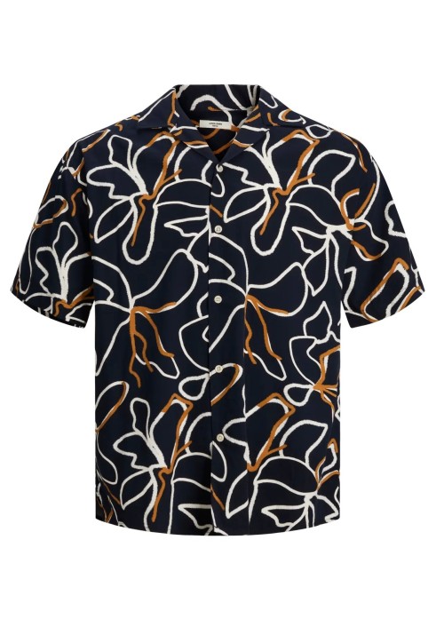 Ανδρικό Πουκάμισο Jack & Jones Jprbladrew Print Resort Shirt S/S LN 12279789 Night Sky