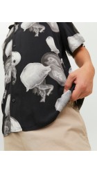 Ανδρικό Πουκάμισο Resort Jack & Jones 12228020 Μαύρο