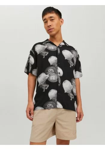 Ανδρικό Πουκάμισο Resort Jack & Jones 12228020 Μαύρο
