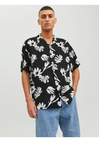 Ανδρικό Πουκάμισο Resort Floral Jack & Jones 12233536 Μαύρο