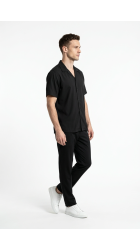 Ανδρικο Πουκάμισο Λινό Boston 119-99 Μαύρο