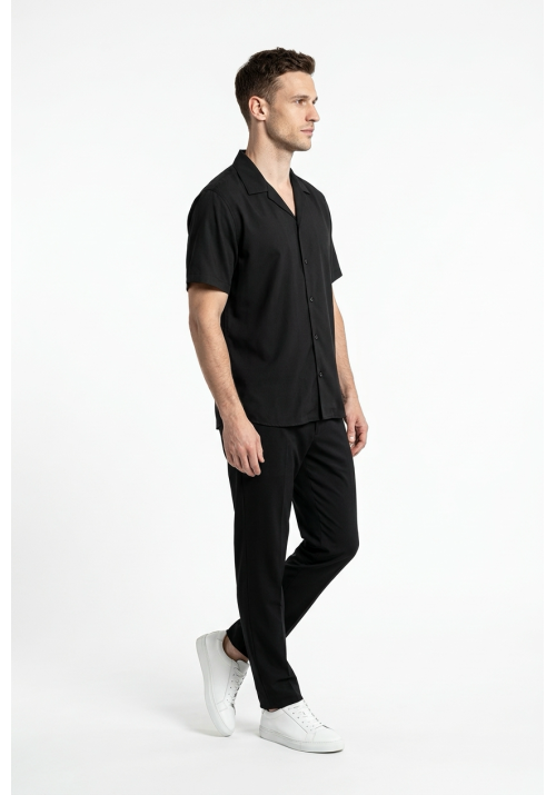 Ανδρικο Πουκάμισο Λινό Boston 119-99 Μαύρο