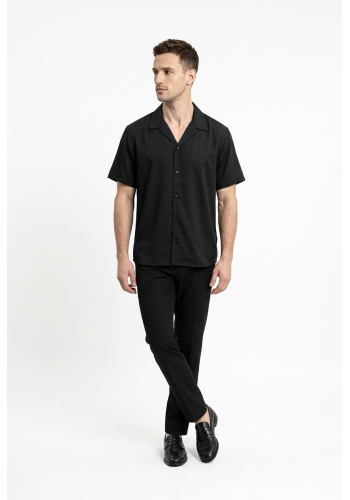 Ανδρικο Πουκάμισο Λινό Boston 119-99 Μαύρο