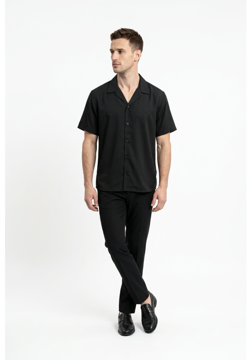 Ανδρικο Πουκάμισο Λινό Boston 119-99 Μαύρο