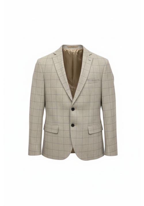 Ανδρικό Σακάκι Boston Καρώ 8031-1 Μπέζ