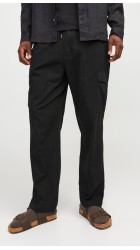 Ανδρικό Παντελόνι Λινό Cargo Jack & Jones JPSTKarl Summer Cargo SN Styd 12268352 Mαύρο