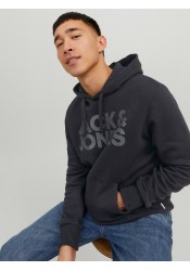 Ανδρικό Φούτερ με Κουκούλα Jack & Jones JJECorp Logo Sweat Hood 12152840 Μαύρο