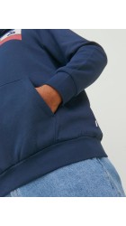 Ανδρικό Φούτερ με Κουκούλα και Τσέπες Jack & Jones 12163777 JJECORP Logo Sweat Hood PLS Μπλε