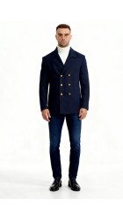 Ανδρικό Παλτό Σταυρωτό Gianni Lupo GL7050H Μπλε