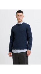 Ανδρικό Πλεκτό Jack & Jones JPRBlareagan Knit Crew Neck LN 12283381 Dark Navy Twist