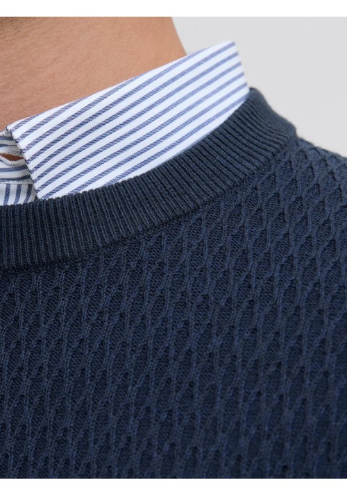 Ανδρικό Πλεκτό Jack & Jones JPRBlareagan Knit Crew Neck LN 12283381 Dark Navy Twist