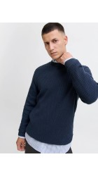Ανδρικό Πλεκτό Jack & Jones JPRBlareagan Knit Crew Neck LN 12283381 Dark Navy Twist