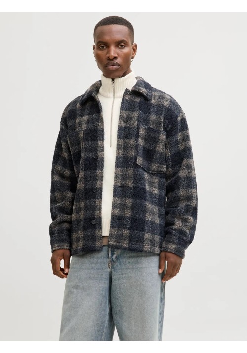 Ανδρικό Μπουφάν Jack & Jones JORBleeker Teddy Overshirt LS 12286161 Sky Captain CHECKS