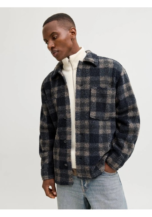 Ανδρικό Μπουφάν Jack & Jones JORBleeker Teddy Overshirt LS 12286161 Sky Captain CHECKS