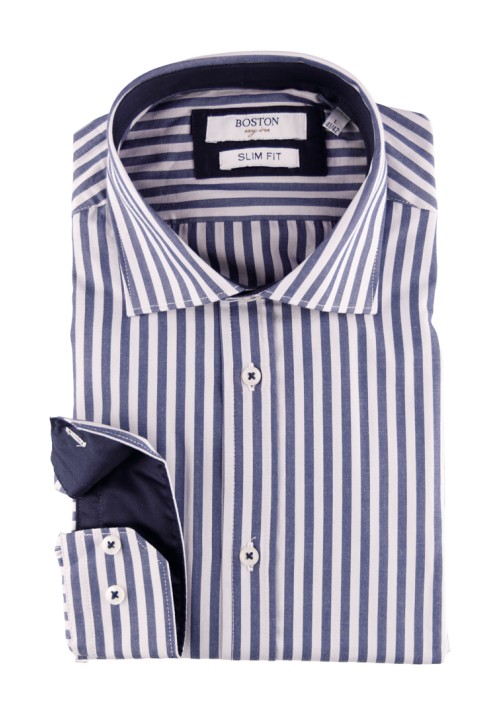 Ανδρικό Πουκάμισο Slim Fit Boston 704-3-2 Μπλε