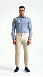 Ανδρικό Πουκάμισο Boston 704-3 Ριγέ Μπλε