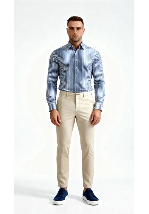 Ανδρικό Πουκάμισο Boston 704-3 Ριγέ Μπλε