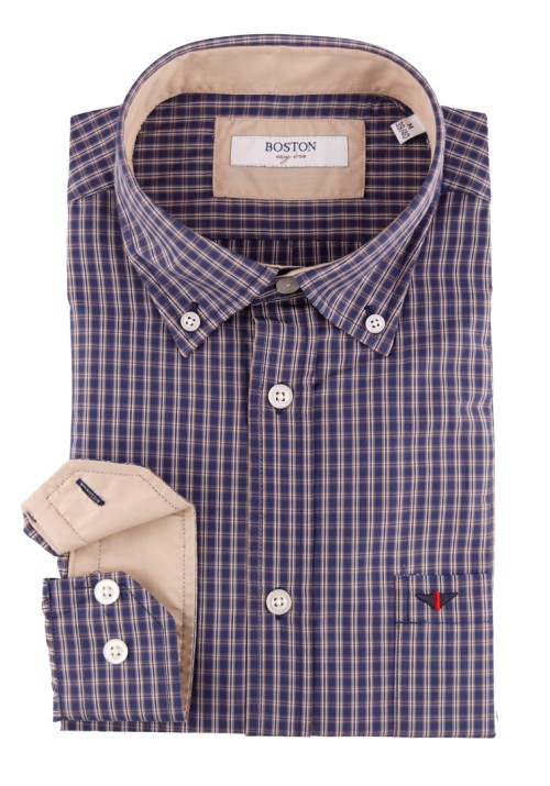 Ανδρικό Πουκάμισο Boston 9265-4 Gold Μπλε