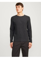 Ανδρικό Πλεκτό Βαμβακερό Jack & Jones Jjecooper Knit Crew Neck Noos 12258407 Dark Grey Melange