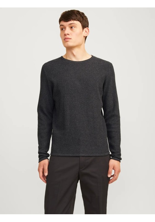 Ανδρικό Πλεκτό Βαμβακερό Jack & Jones Jjecooper Knit Crew Neck Noos 12258407 Dark Grey Melange