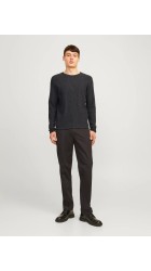 Ανδρικό Πλεκτό Βαμβακερό Jack & Jones Jjecooper Knit Crew Neck Noos 12258407 Dark Grey Melange