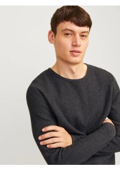 Ανδρικό Πλεκτό Βαμβακερό Jack & Jones Jjecooper Knit Crew Neck Noos 12258407 Dark Grey Melange