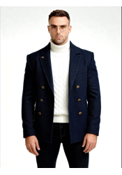 Ανδρικό Παλτό Σταυρωτό Gianni Lupo GL7050H Μπλε