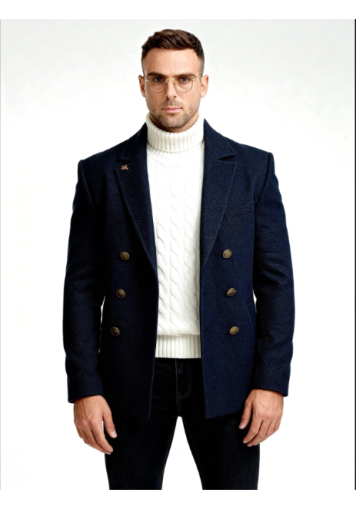 Ανδρικό Παλτό Σταυρωτό Gianni Lupo GL7050H Μπλε