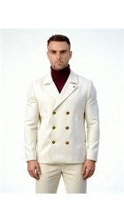 Ανδρικό Παλτό Σταυρωτό Gianni Lupo GL7050H Λευκό