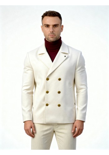 Ανδρικό Παλτό Σταυρωτό Gianni Lupo GL7050H Λευκό