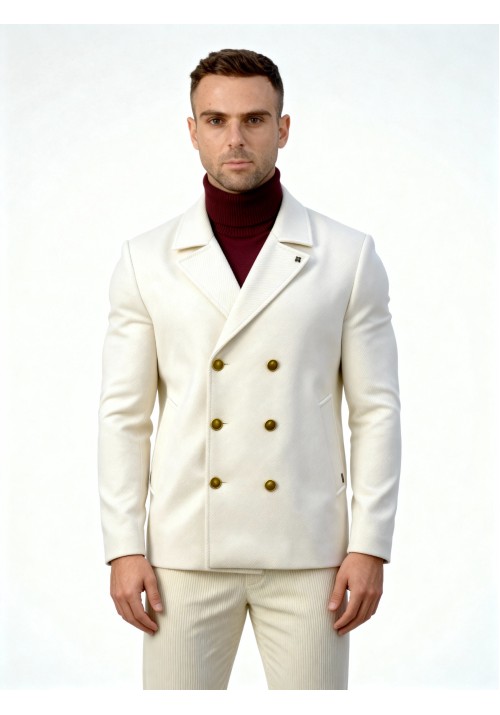 Ανδρικό Παλτό Σταυρωτό Gianni Lupo GL7050H Λευκό