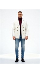 Ανδρικό Παλτό Σταυρωτό Gianni Lupo GL7050H Λευκό
