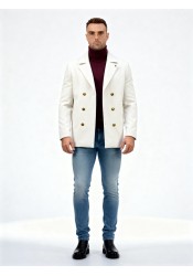 Ανδρικό Παλτό Σταυρωτό Gianni Lupo GL7050H Λευκό