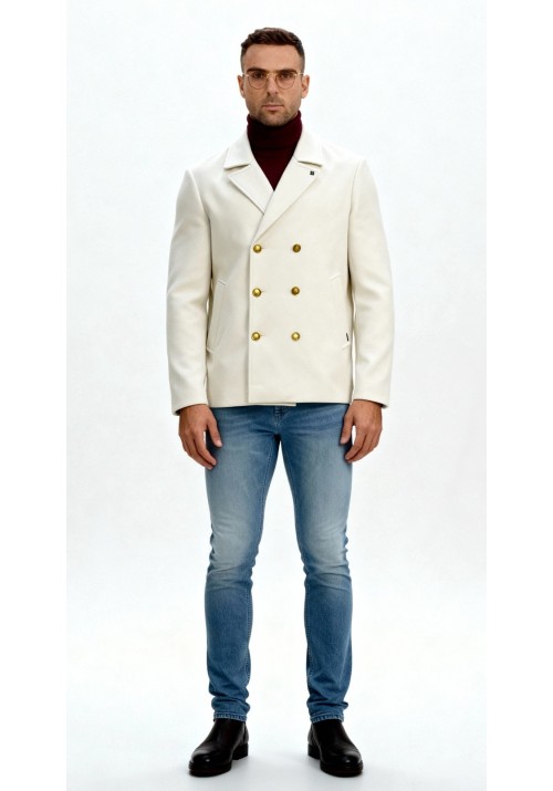 Ανδρικό Παλτό Σταυρωτό Gianni Lupo GL7050H Λευκό